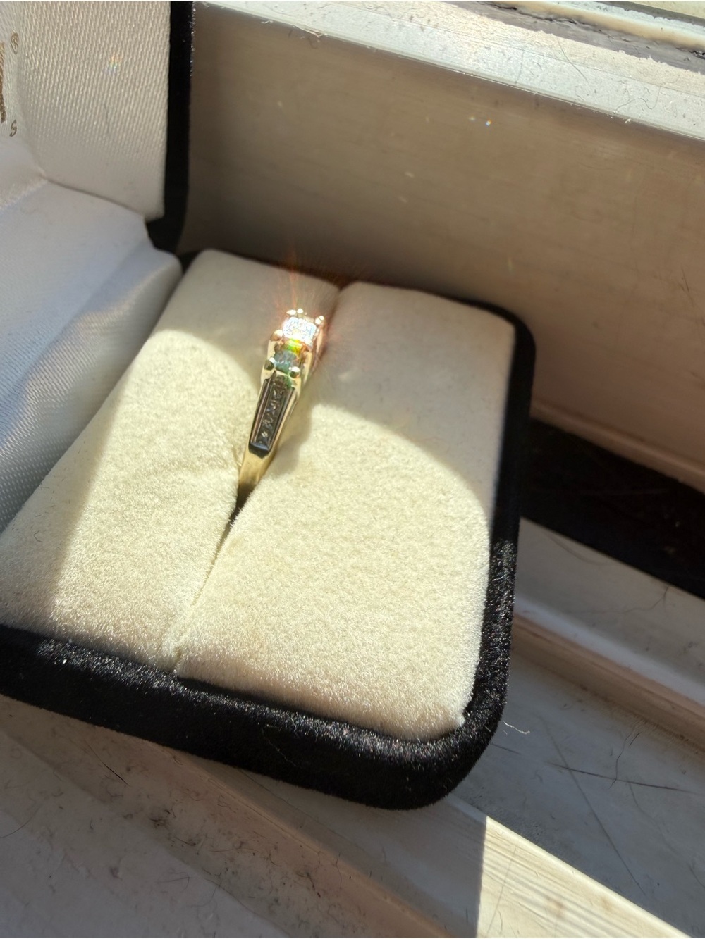 Gold Multi-Gemstone Women's Ring with Green Accent
